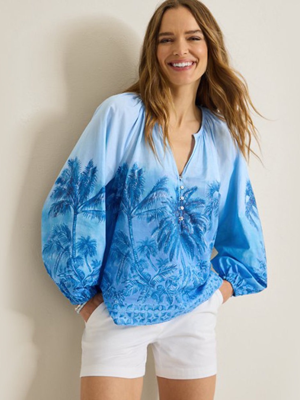 Tommy Bahama Hibiscus Hues Peasant Top - Women
